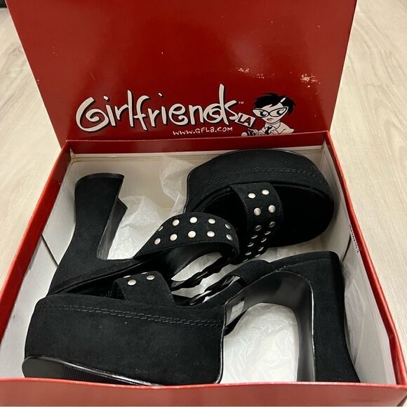 NIB vintage y2k mallgoth platform sandals by Girlfriends LA sz 10. - Picture 5 of 12